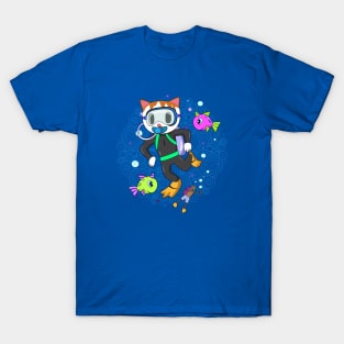 Scuba Diving Cat with Poop Snorkler T-Shirt